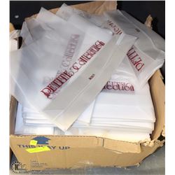 BOX OF MEDIUM LABELED SHOPPING BAGS
