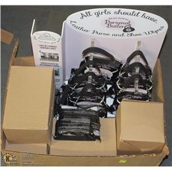 BOX OF PURSE WIPES WITH DISPLAY RACK, INCLUDES