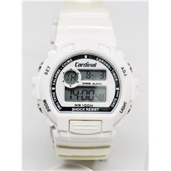 CARDINAL DIGITAL WHITE SILICONE STRAP WATCH