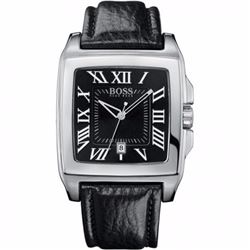 HUGO BOSS BLACK LEATHER STRAP & DIAL QUARTZ