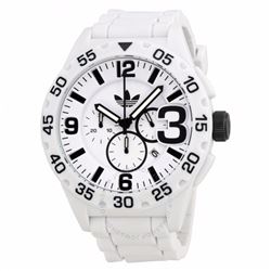 ADIDAS MEN'S WHITE DIAL WHITE RUBBER STRAP