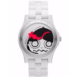 MARC JACOBS WHITE STRAP ANALOGUE DISPLAY,