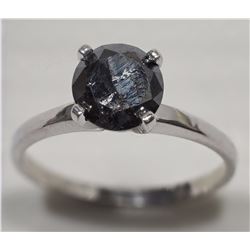 #1-14KT WHITE GOLD BLACK DIAMOND (1.55CT) RING