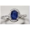 Image 1 : #7-STERLING SILVER SAPPHIRE & CUBIC ZIRCONIA RING