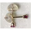 Image 2 : #8-10KT YELLOW GOLD RUBIES EARRINGS