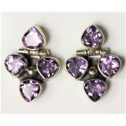 #9-STERLING SILVER AMETHYST EARRINGS