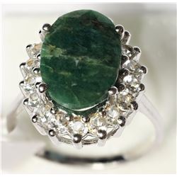 #19-STERLING SILVER EMERALD (7.6CT) & WHITE TOPAZ