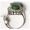 Image 2 : #19-STERLING SILVER EMERALD (7.6CT) & WHITE TOPAZ