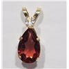 Image 1 : #31-10KT YELLOW GOLD GARNET (0.87CT)  PENDANT