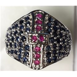 #33-STERLING SILVER RUBY & BLUE SAPPHIRE