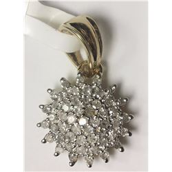 #35-STERLING SILVER GOLD PLATED DIAMOND PENDANT