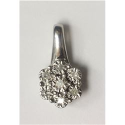 #37-STERLING SILVER DIAMOND  FLOWER PENDANT