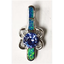 #39-STERLING SILVER CREATED TANZANITE & OPALITE