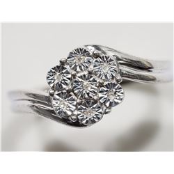#42-STERLING SILVER 7 DIAMOND RING