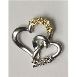 #44-STERLING SILVER DIAMOND HEART SHAPED PENDANT