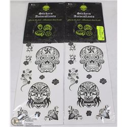 2 SETS OF GLOW IN THE DARK AUTOMOBILE DECALS