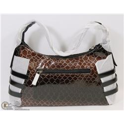 NEW PURPLE SNAKESKIN STYLE HANDBAG WITH