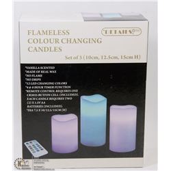 3 PACK REMOTE CONTROL PILLAR CANDLES (COLOR