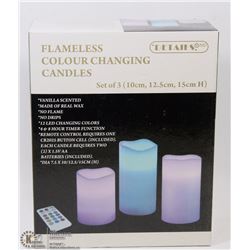 3 PACK REMOTE CONTROL PILLAR CANDLES (COLOR