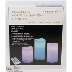 3 PACK REMOTE CONTROL PILLAR CANDLES (COLOR