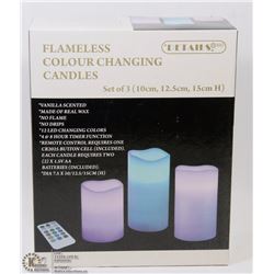 3 PACK REMOTE CONTROL PILLAR CANDLES (COLOR