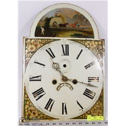 ANTIQUE GRANDFATHER CLOCK FACE, HAND PAINTED