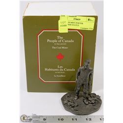 FRANKLIN MINT PEWTER COALMINER STATUE