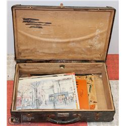 ANTIQUE CASE FULL OF 1940'S MAGAZINES WITH AN