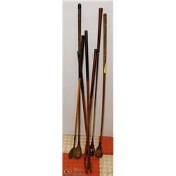 LOT OF 7 ANTIQUE WOOD SHAFT GOLF CLUBS