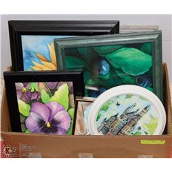 BOX W/6 PRINTS & ORIGINALS - FRAMED