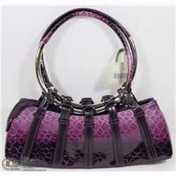 NEW PURPLE SNAKESKIN STYLE METAL RING PURSE