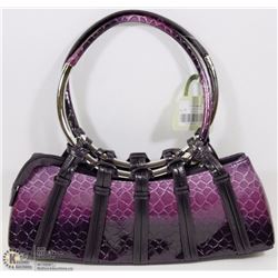 NEW PURPLE SNAKESKIN STYLE METAL RING PURSE
