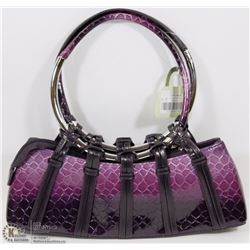 NEW PURPLE SNAKESKIN STYLE METAL RING PURSE