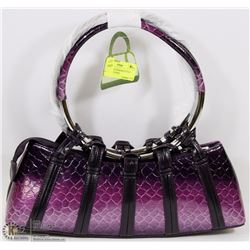 NEW PURPLE SNAKESKIN STYLE METAL RING PURSE