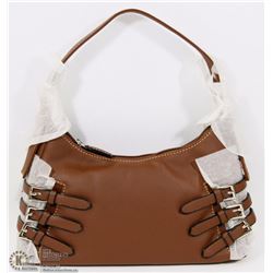 NEW MATTE BROWN SNAKESKIN STYLE PURSE WITH