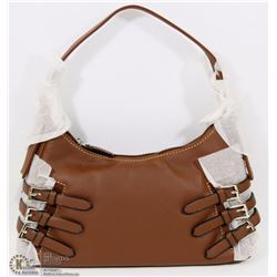 NEW MATTE BROWN SNAKESKIN STYLE PURSE WITH