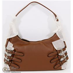 NEW MATTE BROWN SNAKESKIN STYLE PURSE WITH