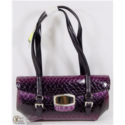 NEW PURPLE SNAKESKIN STYLE HANDBAG WITH