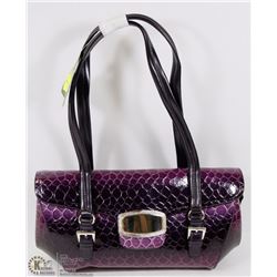 NEW PURPLE SNAKESKIN STYLE HANDBAG WITH