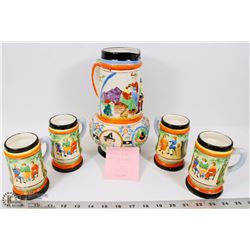 VINTAGE 5 PC PITCHER & MUG SET