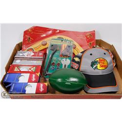 FLAT OF SPORTS ITEMS NEW BASS FISHING