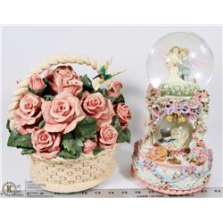 2 LARGE FLORAL/WEDDING MUSICAL BOXES