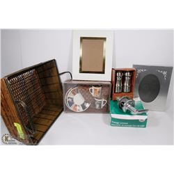 FLAT OF ASSORTED HOUSEHOLD ITEMS, INCLUDES 2