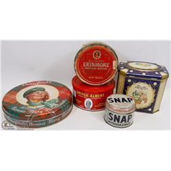LOT OF 5  COLLECTOR TINS   PRINCE ALBERT, SNAP,
