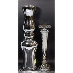 PAIR OF SILVER COLOUR VASES