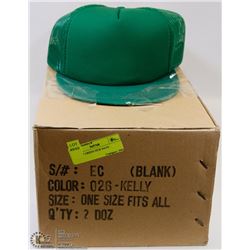 CASE OF GREEN NEW HATS