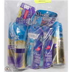 LOT OF VENUS RAZORS, REFILLS, MOISTURIZERS & MORE