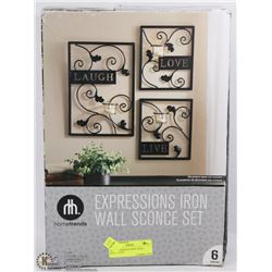 NEW EXPRESSION IRON  WALL SCONCE SET