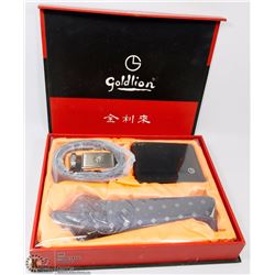 GOLDLION BELT, WALLET, AND TIE SET