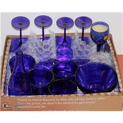 #7-BOX WITH BLUE DECOR ,STEM GLASSES, SUNDAE